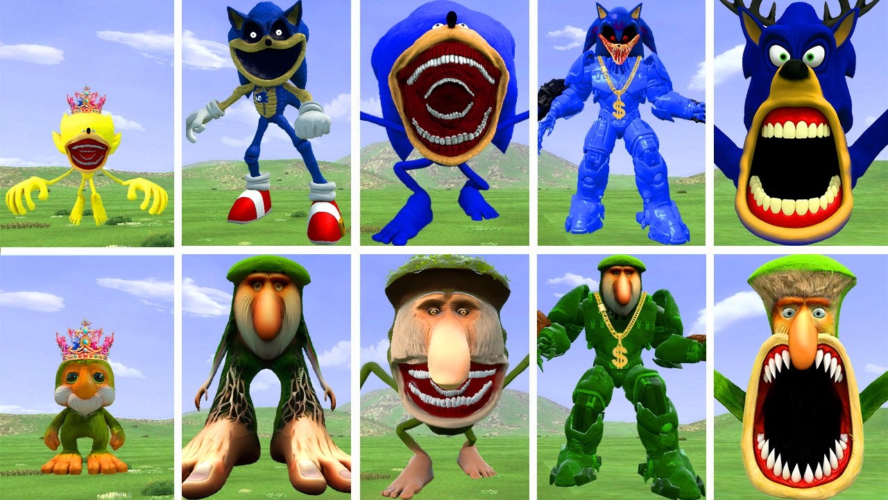 ALL NEW EVOLUTIONARY FORMS OF SONIC EXE MONSTER VS BRR PATAPIM MONSTER IN GARRY'S MOD!