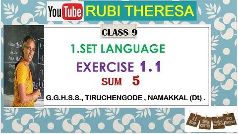 TN Samacheer Kalvi | 9th Maths |  EXERCISE 1.1 | SUM 5 |  Set Language@RubiTheresa