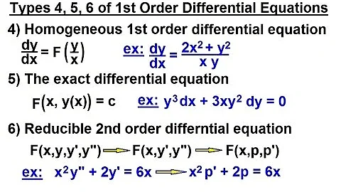 Differential Equation - Introduction (13 of 15) Types 4, 5, 6 of First Order Differential Equations*