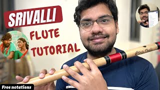 Srivalli Song Flute Tutorial Free Notations बॉंसुरी पर बजाना सीखें Shivz Muzic®