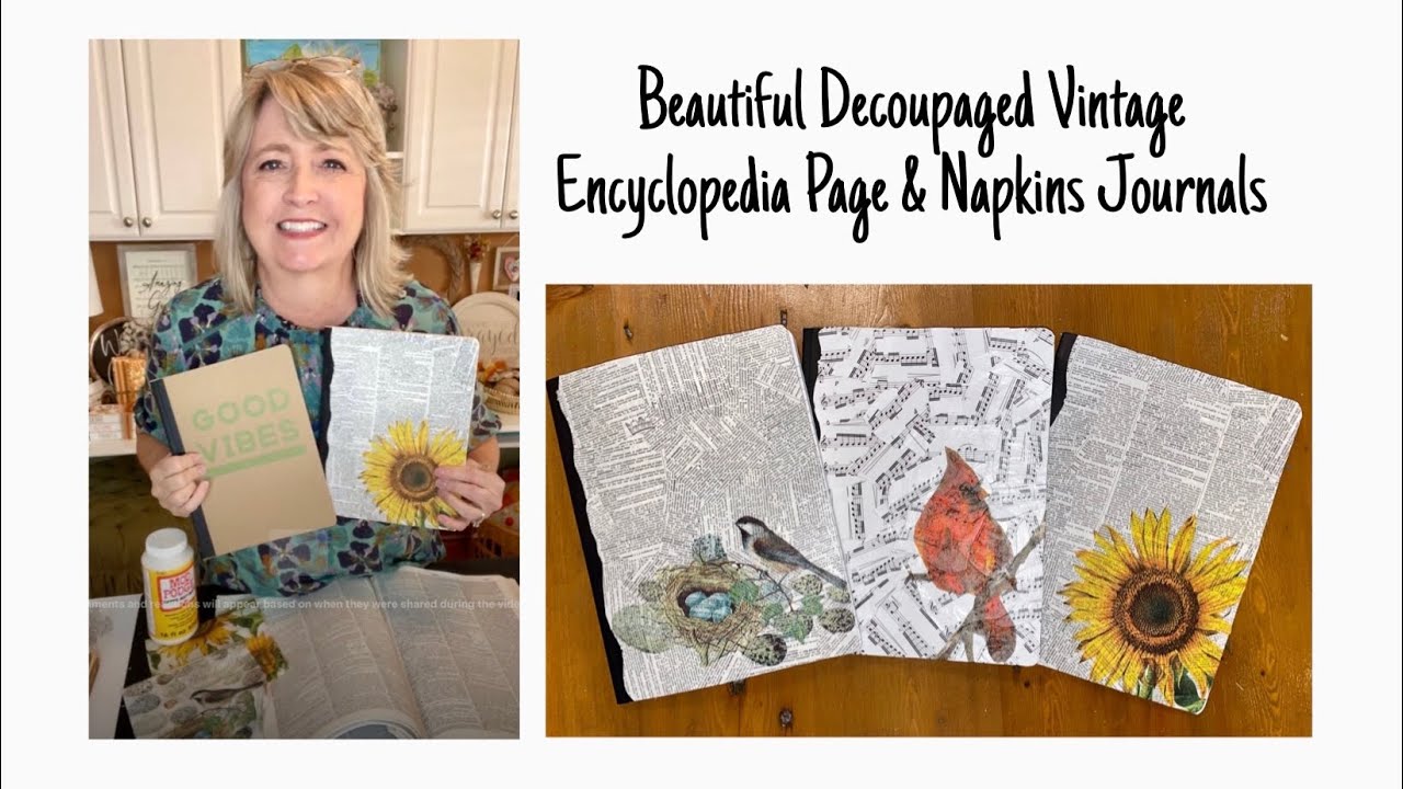 Decoupaged Vintage Dictionary Page & Paper Napkin Journals