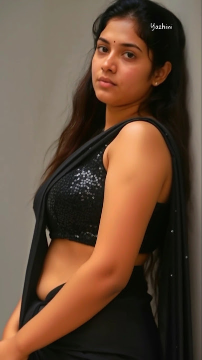 How to style like Yazhini ❤️🥻 | Beautiful Georgette Black Saree with Sequin Black Sleeveless Blouse