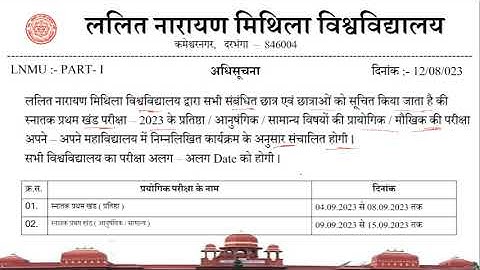 Lnmu part 1 ka practical exam date 2023 | Lnmu 1st year ka practical exam kab hoga |