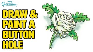 How to draw and paint a wedding buttonhole arrangement in watercolour