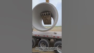 "Giant Concrete Pipe Transport - Heavy Machinery at Work!"
