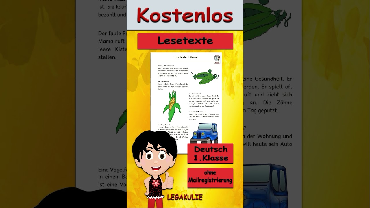 Kostenloses Unterrichtsmaterial - Lesetexte 1.Klasse | Legakulie.info. #grundschule #shorts #deutsch