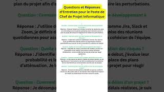Entretien Chef de Projet Informatique – Questions et Réponses 🔥 #shorts