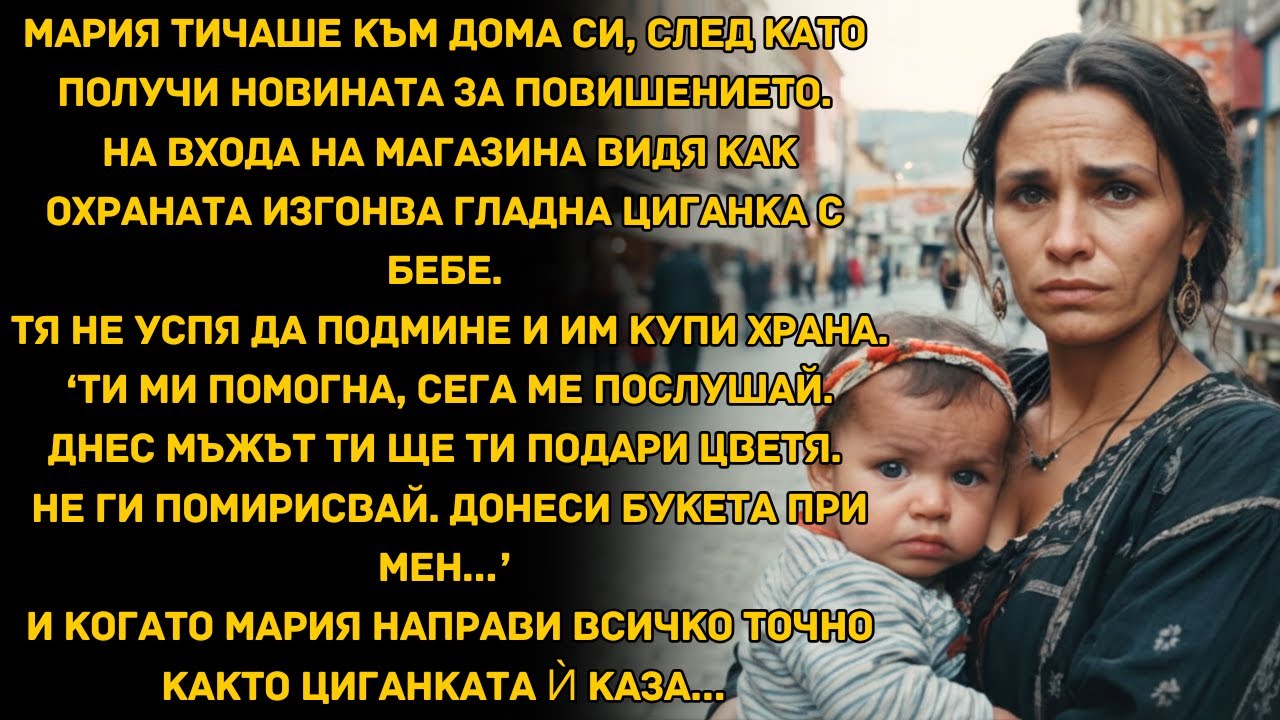 Мария тичаше към дома си след повишението, когато видя гладна циганка с бебе, изгонвана навън.