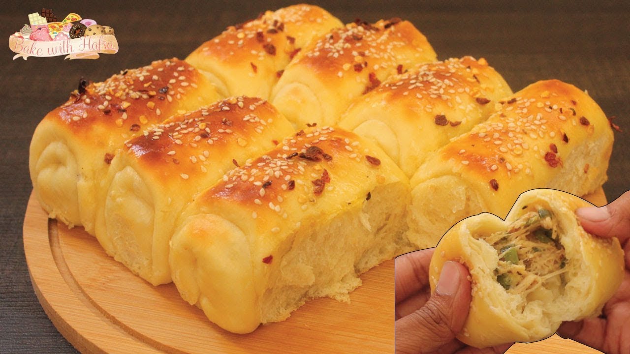 Chicken & Cheese Stuffed Bread Rolls with/without Oven Tea time Snack
