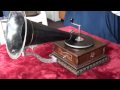 1901 columbia top wind model aj graphophone playing 1901 zonophone phonograph record