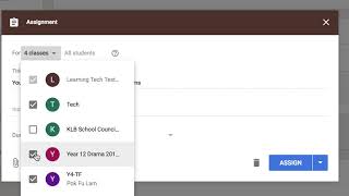 Google Classroom -  assign to multiple Classrooms