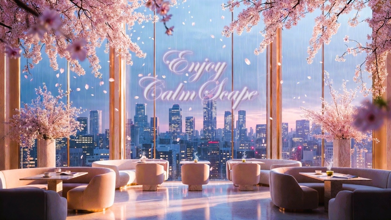 Rainy Day & Cherry Blossoms in Tokyo 🌸 Jazz Café Ambience | City Rain Sounds
