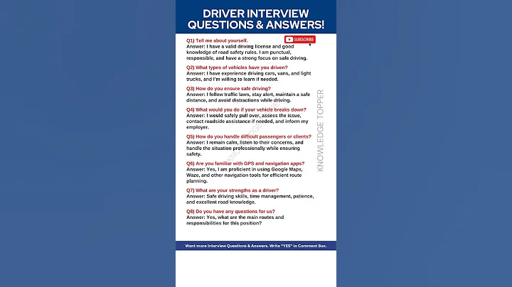 Driver Interview Questions and Answers