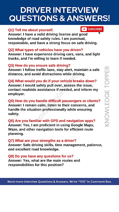 Driver Interview Questions and Answers