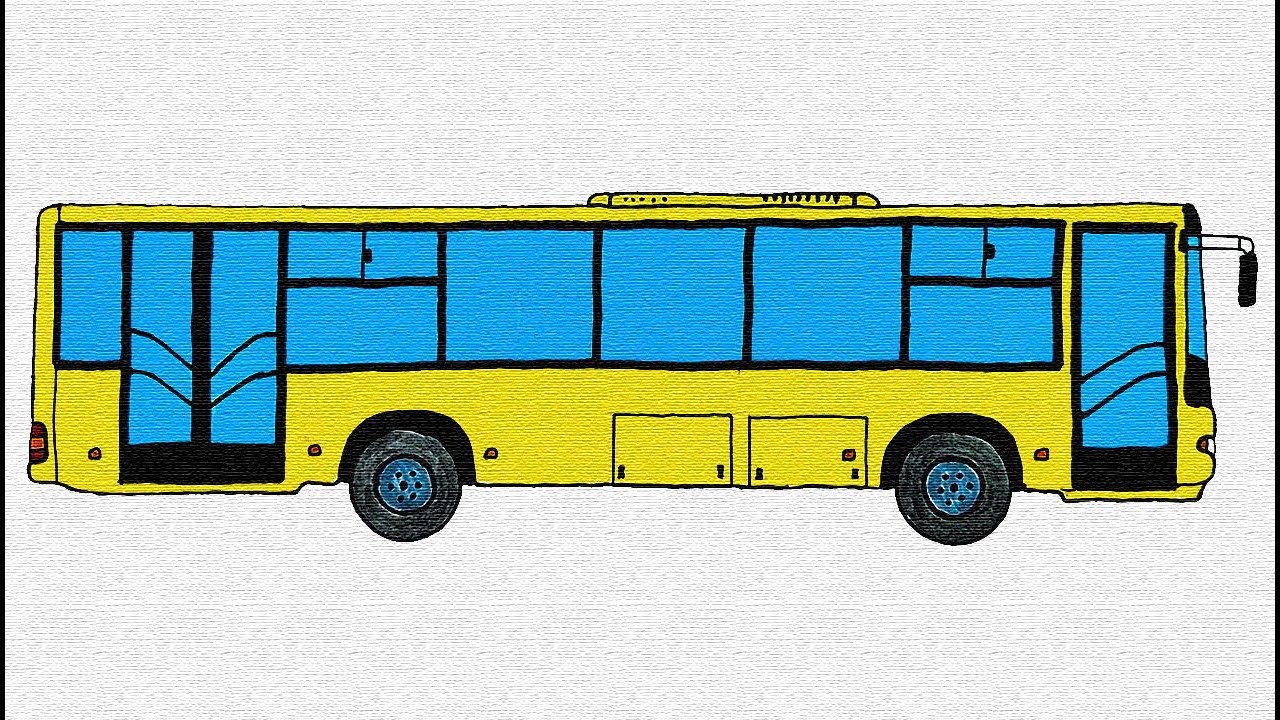 How to easy drawing Bus for Kids - Children's Coloring Book with #Paiting #3