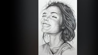 How to draw &Shade (beautiful smiley girl portrait) start to finish -step by step