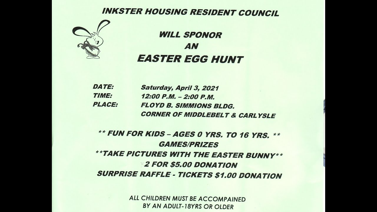 IHRC Inkster Housing Commission Easter Egg Hunt "2021" Video Flyer... Inkster, Michigan YouTube