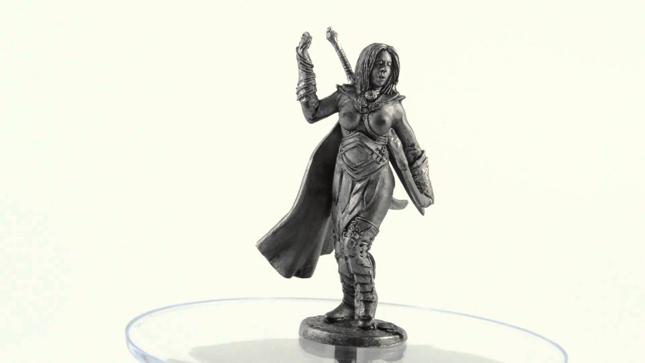 Toy soldier Amazon warrior with bow metal sculpture. Collection 54mm