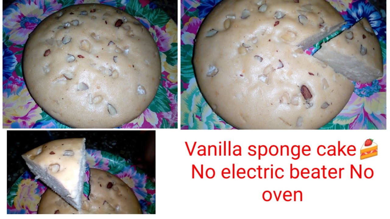 Vanilla sponge cake🍰 No electric ⚡ beater, No oven It is use only Mixi