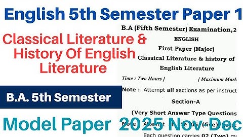 ba 5th semester english paper 1 question paper 2025-2026 | important questions | model paper 2026