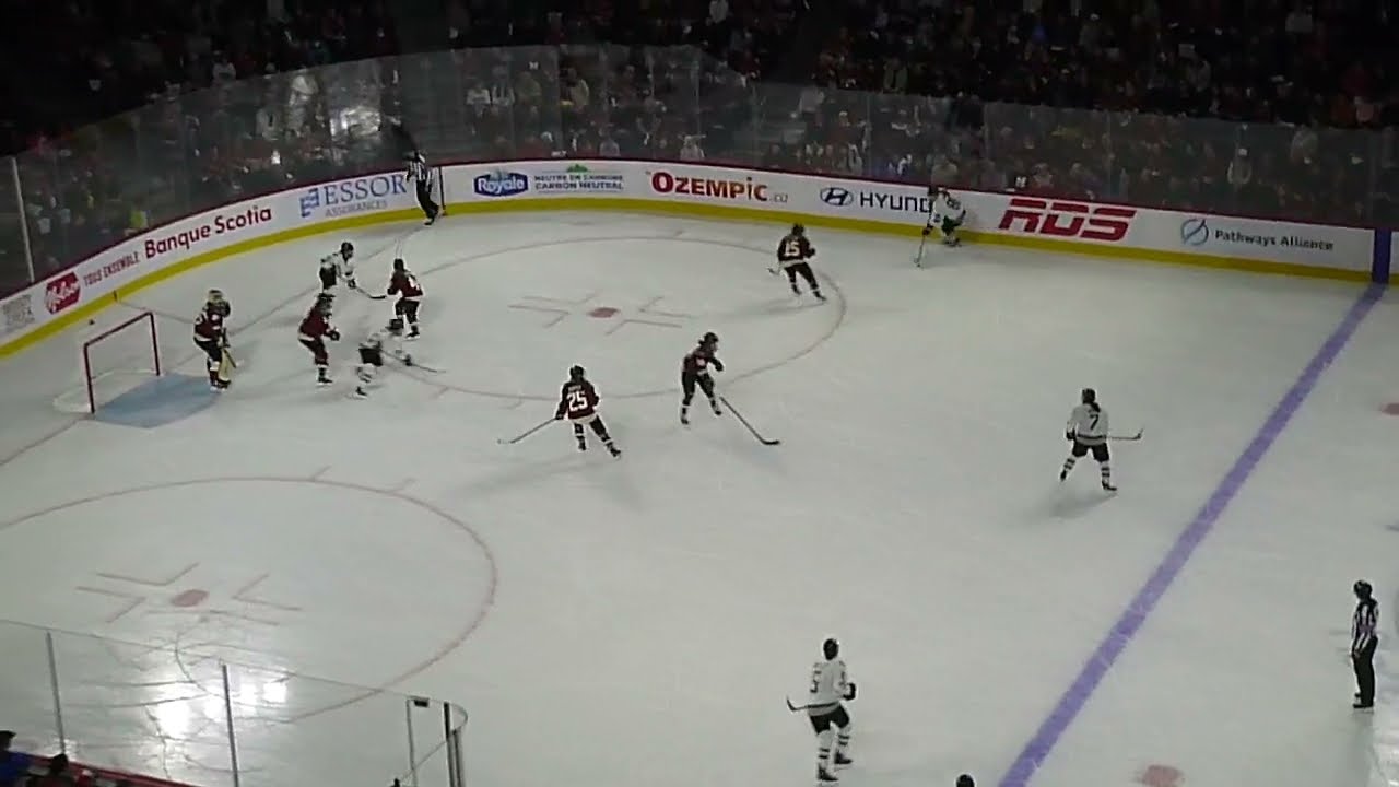 Aerin Frankel of PWHL Boston makes a big save vs. Laura Stacey of Montreal in game 1 of semi-final