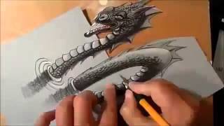 3D   رسم تنين ثلاثي الابعاد