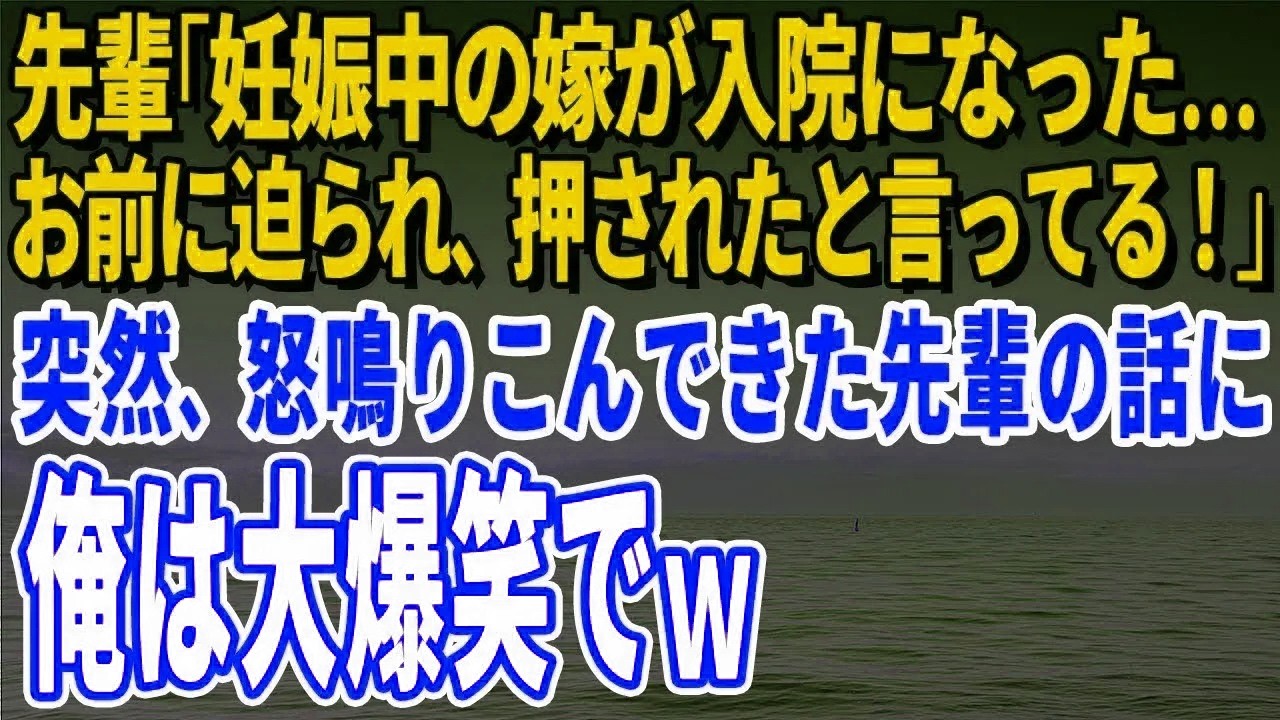 【スカッとする話】先輩「妊娠中の嫁が入院になった…お前に迫られ、押されたと言ってる！」突然、怒鳴りこんできた先輩の話に俺は大爆笑でｗ【修羅場】