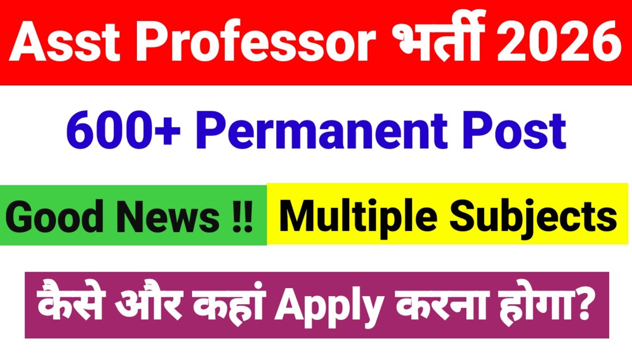 600+ Assistant Professor Permanent Govt Vacancy 2026 | New Assistant Professor Recruitment  2026