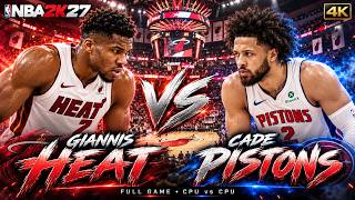 🔥GIANNIS in Miami! Heat vs Pistons | NBA 2K27 CPU vs CPU Simulation Full Game 4K🏀 Update