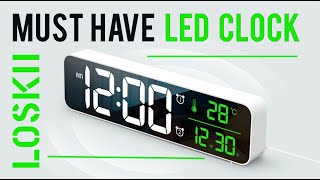 Loskii F-8810 - Digital LED Night Clock/Alarm with Date & Temperature