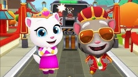 TALKING TOM GOLD RUN Vs ANGELA GOLD RUN DOUBLE SCREEN REVERSE PLAY GAME IN WATER LEVEL