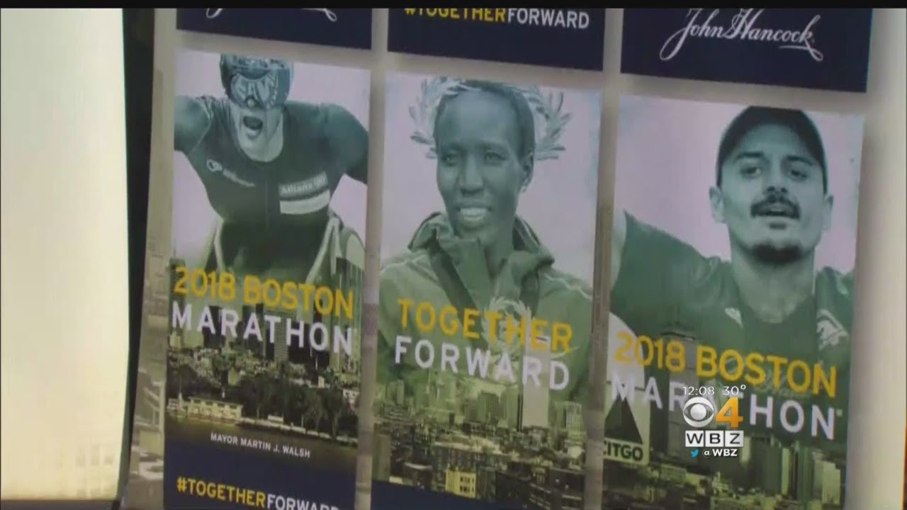 Boston Marathon Banners Unveiled Near Finish Line Youtube
