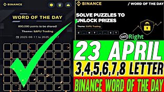 Binance Word of the day today Crypto Bitcoin theme Demo Trading wotd wodl answer 23 April 2026 screenshot 1