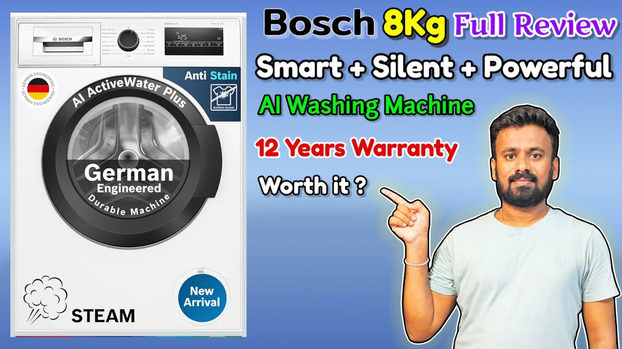 BOSCH 8Kg Fully Automatic Front Load Washing Machine Review in Telugu | Full Details Review Telugu