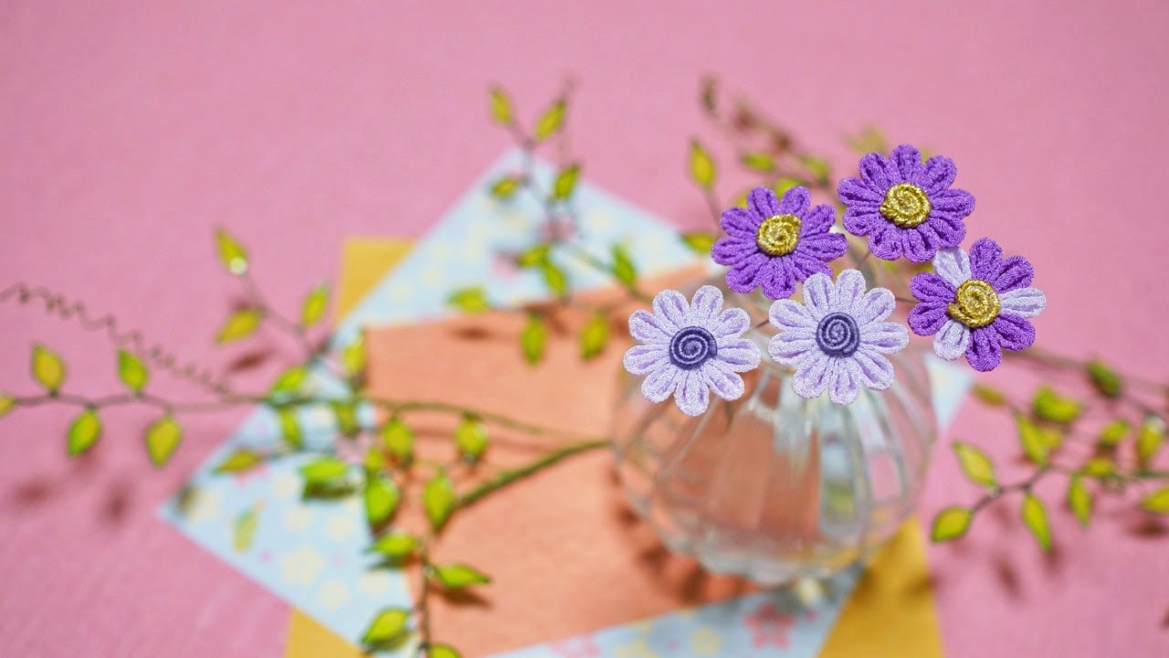ワイヤー付き土台の作り方 糸巻きワイヤーを作る つまみ細工 丸菊 Diy Kanzashi Flower Vol 17 Youtube
