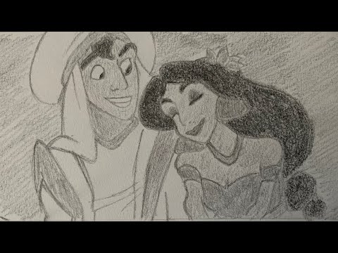 Princess Jasmine and Aladdin as Prince Ali sketch drawing from Disneys  live action movie Aladdin  Disney princess art Disney princess drawings Disney  aladdin