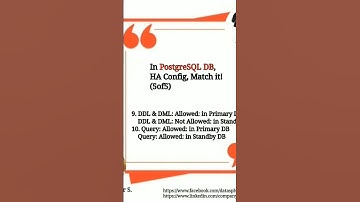 In #PostgreSQL DB, HA Config, Match it!(5of5) #database #Oracle #SqlServer #DBA #Replication