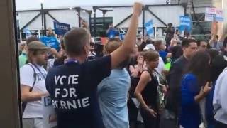 Delegates walk out after Clinton gets 2016 Democratic presidential nomination at Philadelphia DNC
