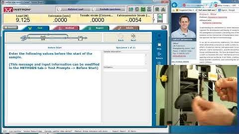 Instron tutorial   Extensometer with leather sample