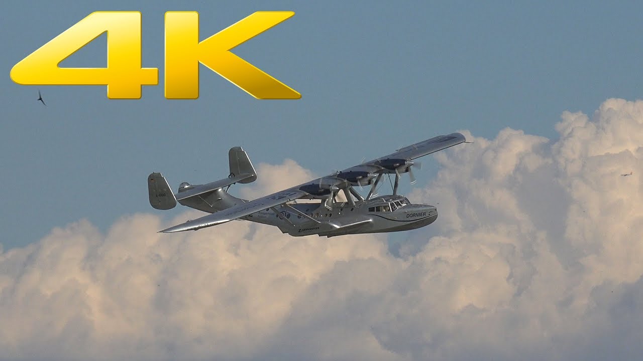 4K | Three-engine flying boat Dornier Do-24 departure at ILA Berlin Air Show 2014