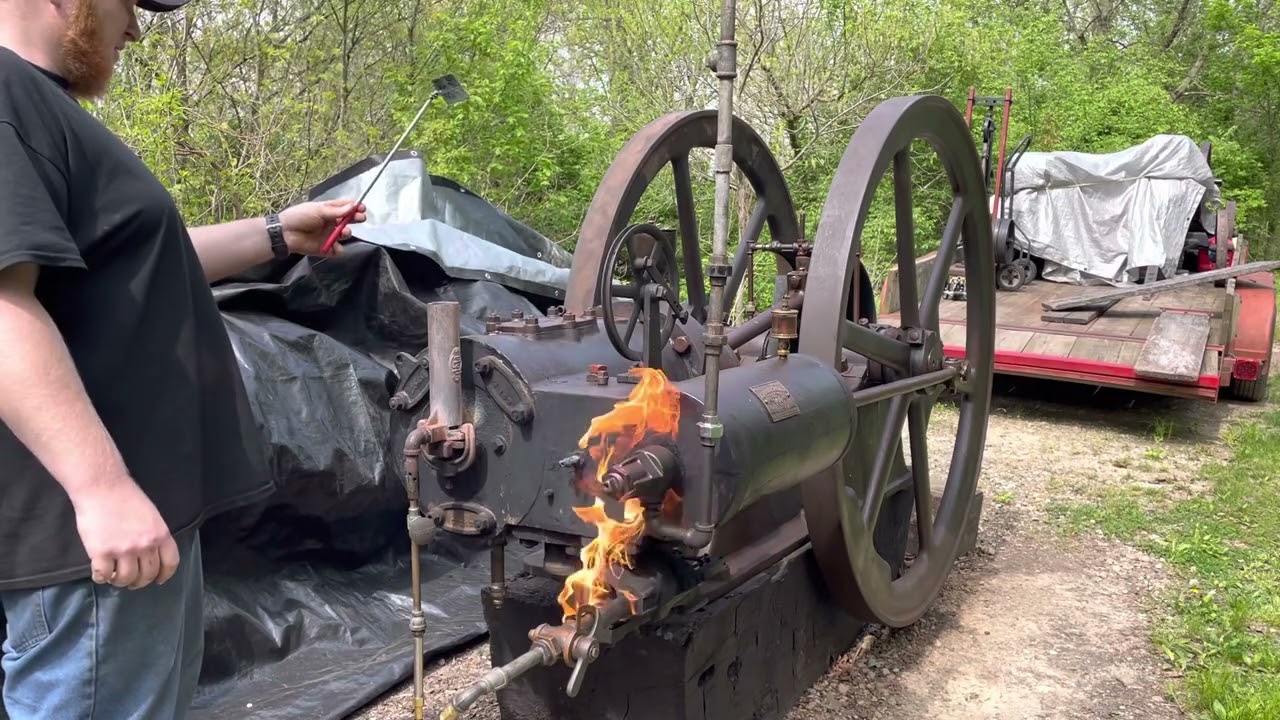 Starting a 15hp Reid oilfield engine