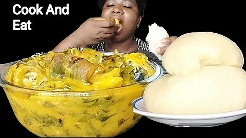 African food mukbang/Cook and eat with me (low budget oha soup) and fufu Nigeria food ASMR