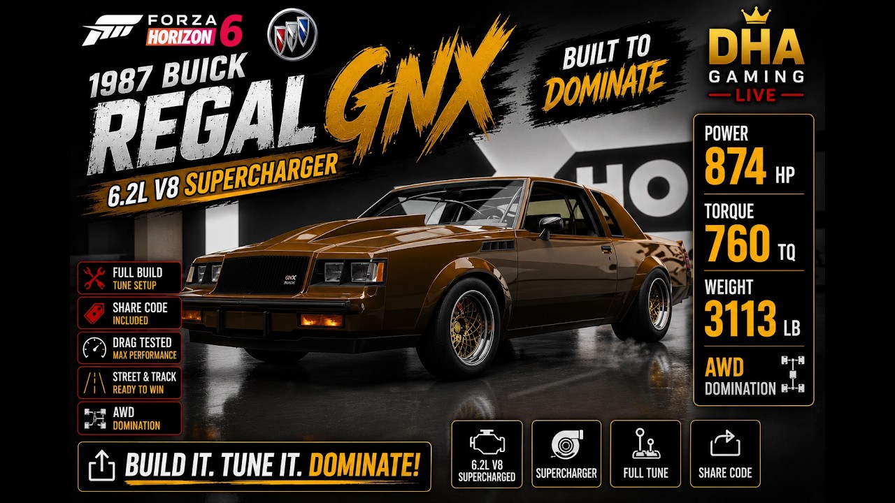 FORZA HORIZON 6 – 1987 Buick Regal GNX 🔥 874HP Supercharged Build
