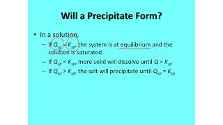 Equilibrium #10 - Formation of a Precipitate
