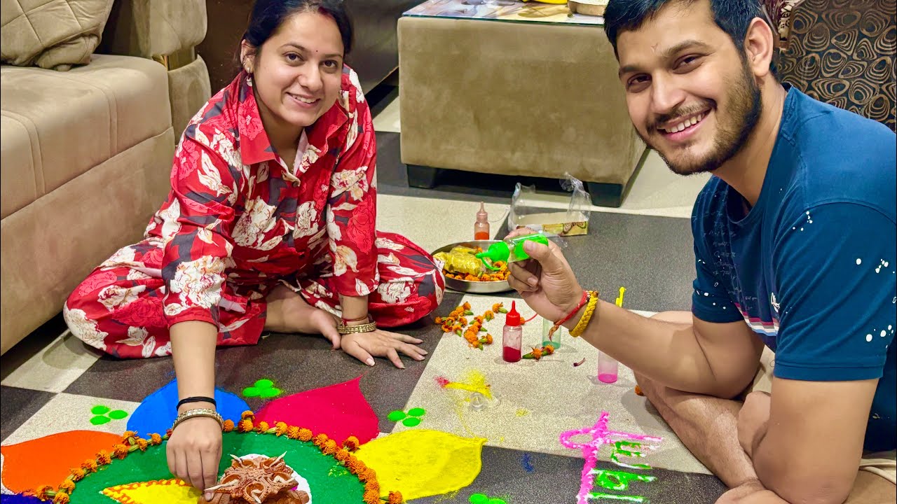 Wife vs Brothers Rangoli Competition🥰 || THEBAMOLAS