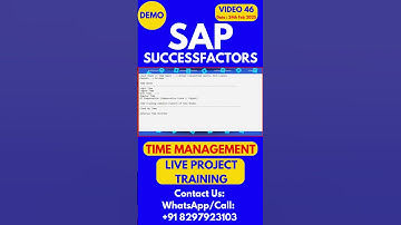SAP SuccessFactors Time Management Training Online Tutorial Class 46 2025 #sapsuccessfactorstraining