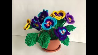 видео: Анютины глазки в горшочке крючком на 8 марта , часть2 /Crocheted pansies in a pot on March 8, part 2 картинка: Анютины глазки в горшочке крючком на 8 марта , часть2 /Crocheted pansies in a pot on March 8, part 2