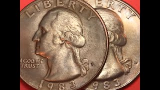 Quarters Worth Money - 1983 Quarter US - Look At This Die Crack Reverse