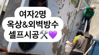 Vlog:: 셀프 옥상외벽 방수공사🛠(칠만표방수제) / 새참🥯 / 옥상의 귀여운것들