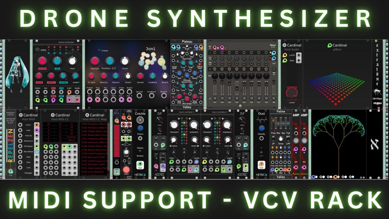 Cardinal Rack Drone Synthesizer (VCV Rack/Cardinal) MIDI Support - YouTube